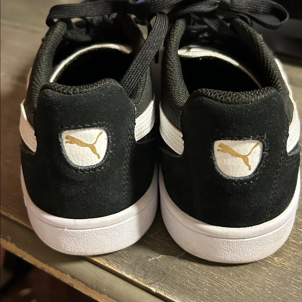 Puma Black and White Shoes with Gold Accents‎